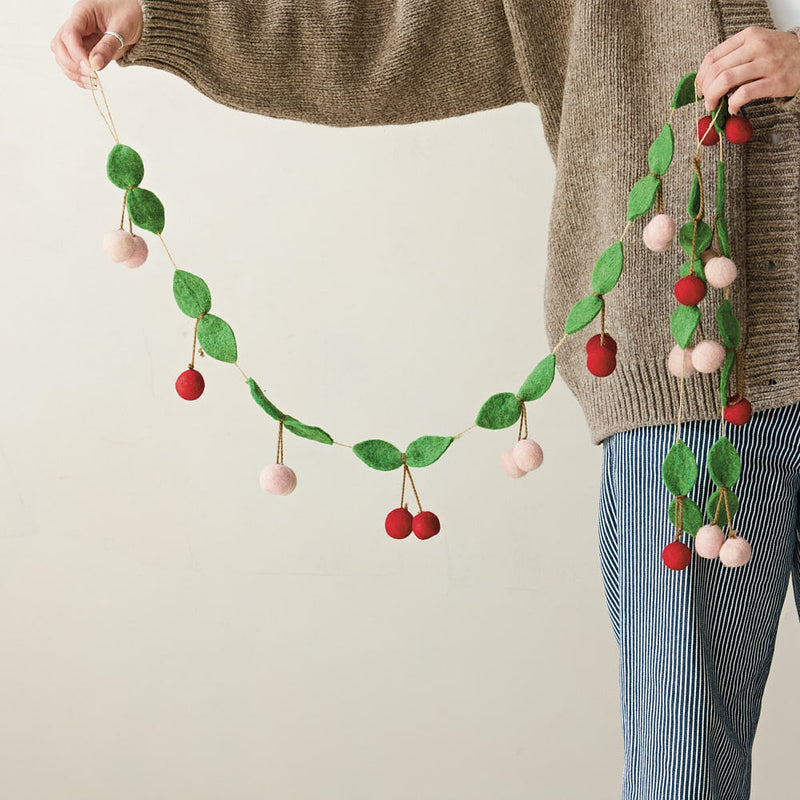 Creative Co-Op Wool Felt Cherry Garland