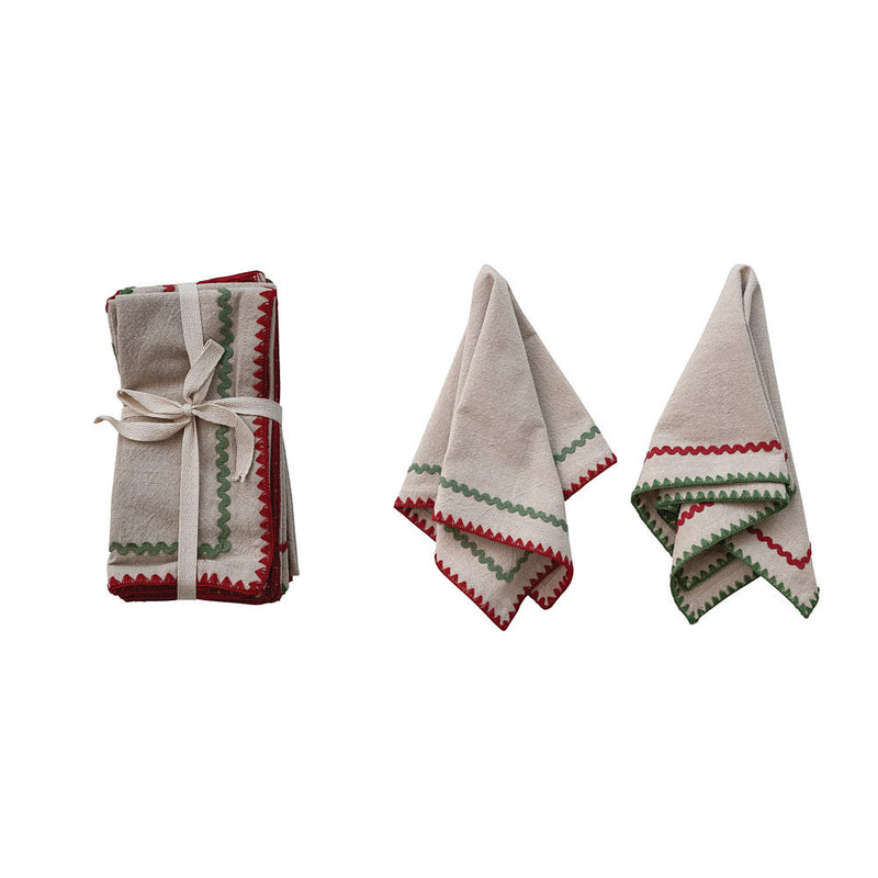 Creative Co-Op Ric Rac Trim Napkin Set