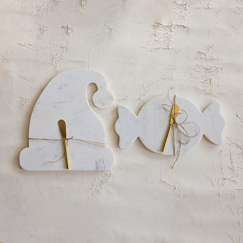 Creative Co-Op Marble Santa Hat Serving Board