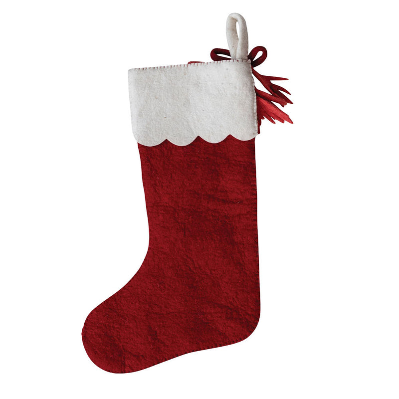 Creative Co-Op Wool Felt Pom Pom Stocking