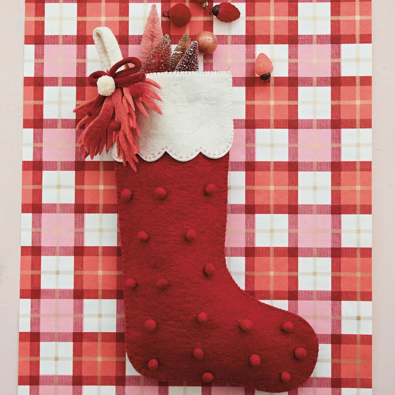 Creative Co-Op Wool Felt Pom Pom Stocking