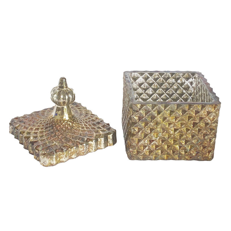 Creative Co-Op Embossed Mercury Glass Container