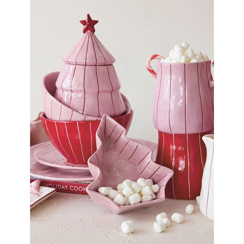 Creative Co-Op Striped Tree Shaped Canister