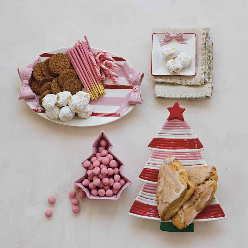 Creative Co-Op Striped Stoneware Platter