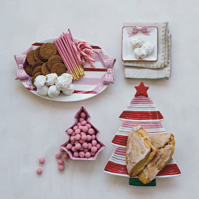 Creative Co-Op Polka Dot Bow Dish