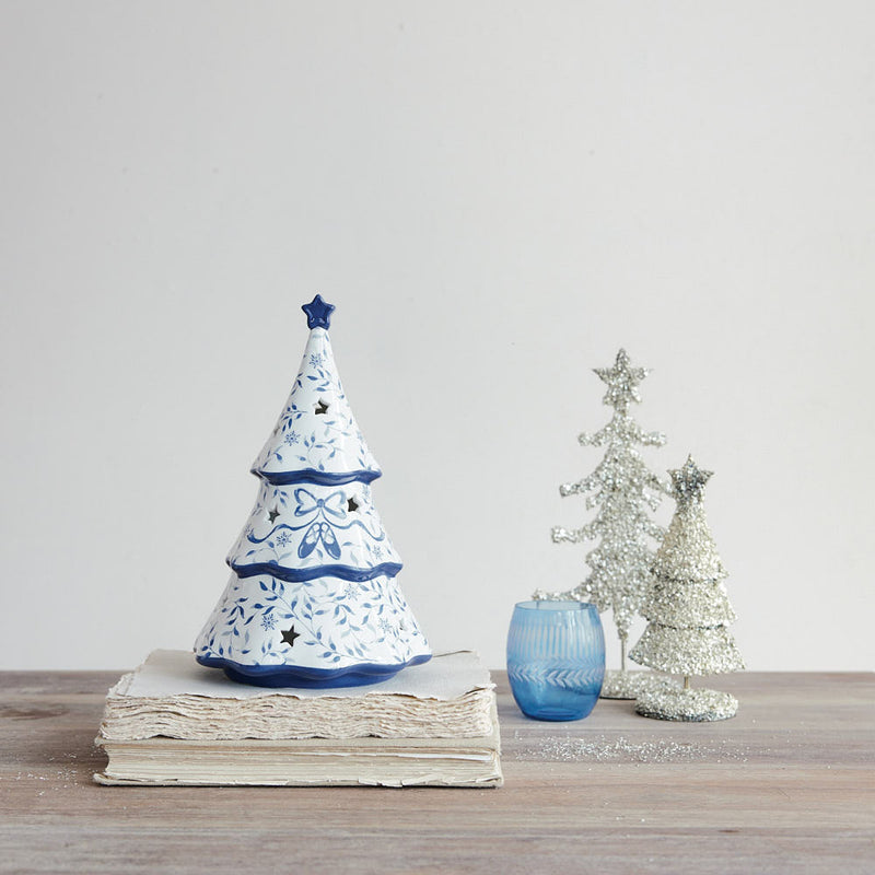 Creative Co-Op White and Blue LED Christmas Tree