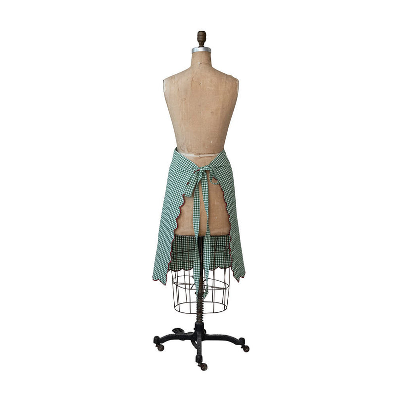 Creative Co-Op Green Gingham Half Apron