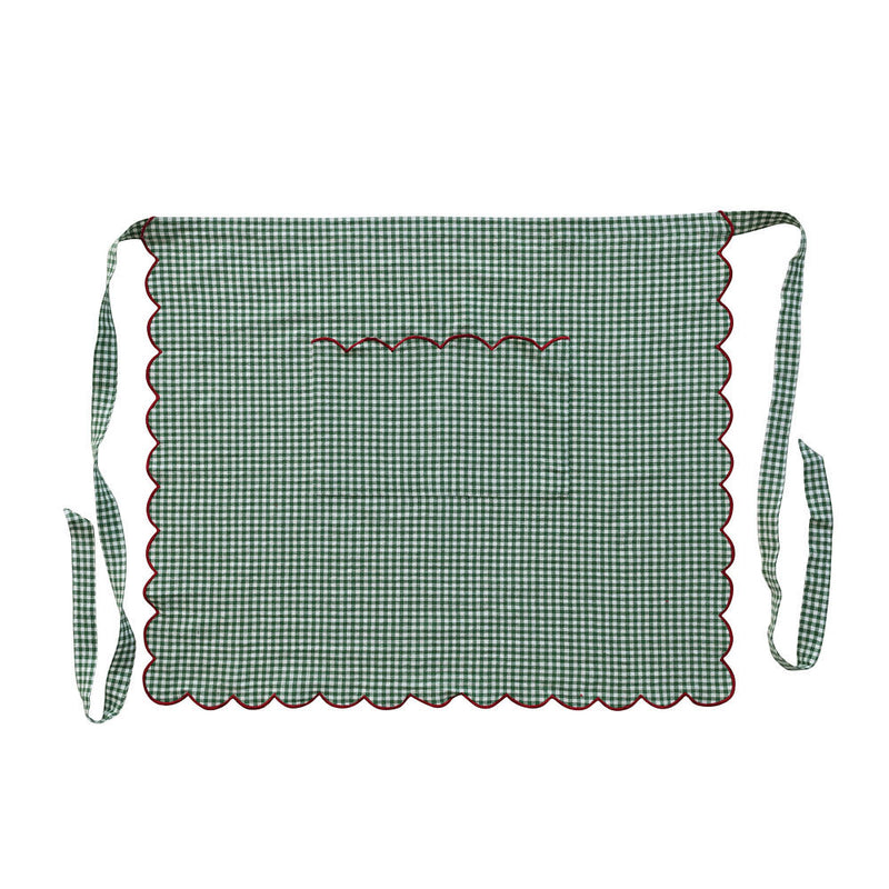 Creative Co-Op Green Gingham Half Apron