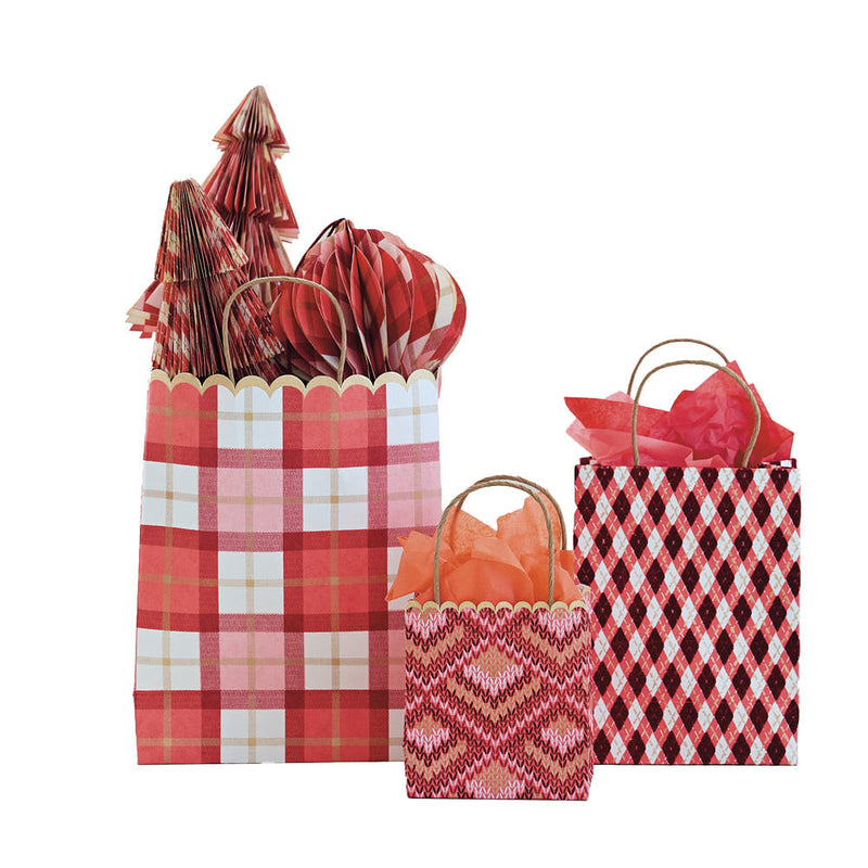 Creative Co-Op Handmade Printed Scalloped Paper Gift Bags