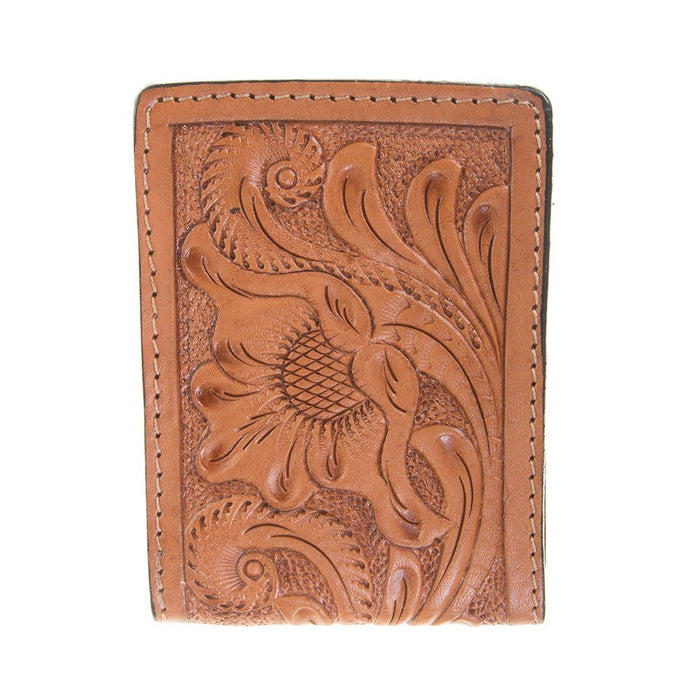 Natural Floral Tooled Money Clip