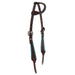 Brown Roughout with Turquoise Whip Stitch Single Ear Headstall