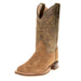 Kids Old West Suede Tan Foot with Olive Green Shaft Square Toe Boots