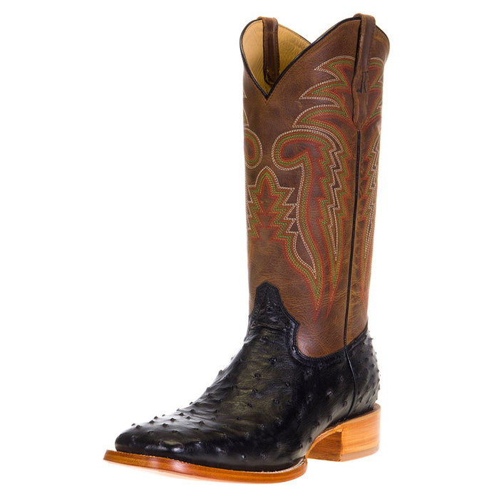 Men's R Watson Black Full Quill Ostrich 13in. Mad Dog Tan Cowhide Top — NRS