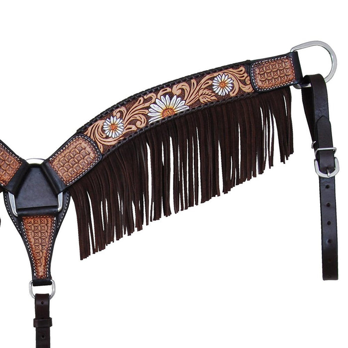 Painted Daisy Breast Collar with Fringe