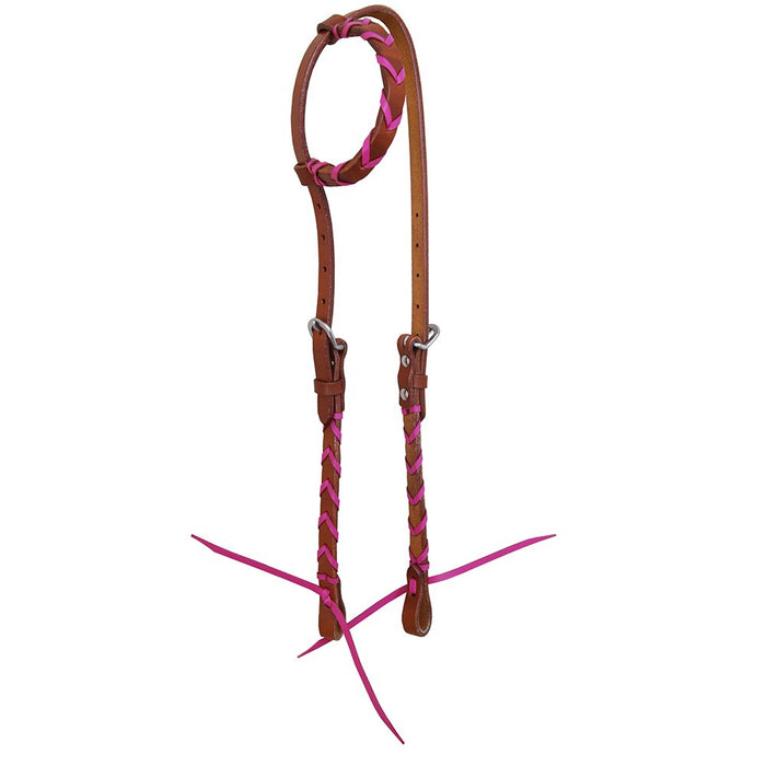 Rafter T Pink Laced Single Ear Headstall