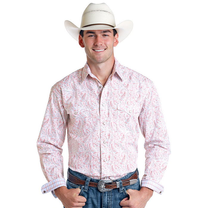 Men's Panhandle Regular Fit Floral Paisley Print Long Sleeve Snap Shirt
