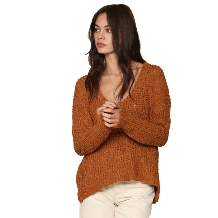 Womens Camel Loose Fit Sweater