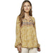 Women`s Marigold Leopard Print Embroidery Top