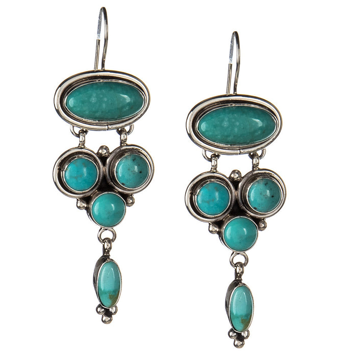 French Hook Turquoise Cluster Dangle Earrings