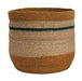 12 Inch Round Woven Natural Seagrass Striped Basket