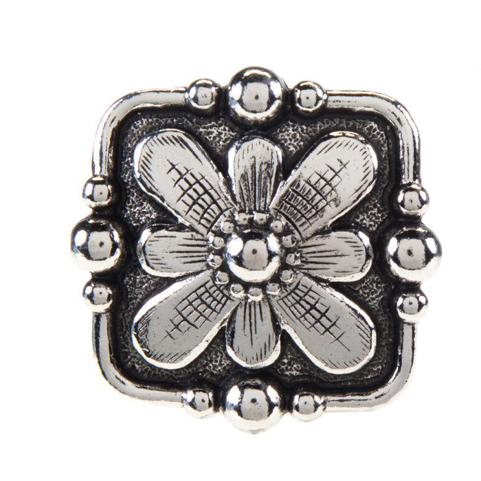Rockin Out Jewelry 1 1/2" Square Scalloped Wild Flower Concho