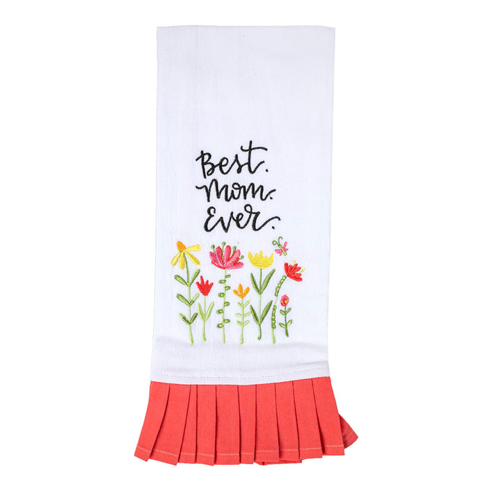 Best Mom Ever Embroidered Tea Towel