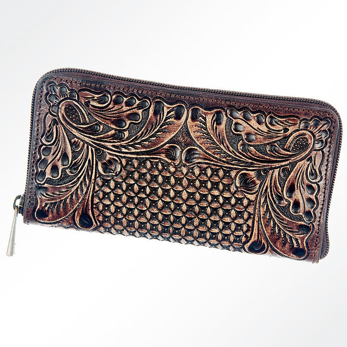 Dark Leather Tooled Wallet