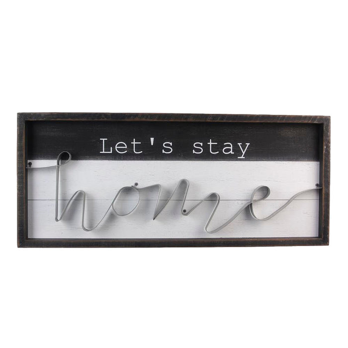 Let's Stay Home Wood Frame Sign