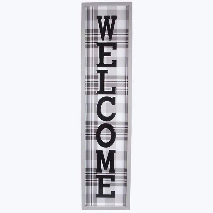Welcome Vertical Plaid Sign