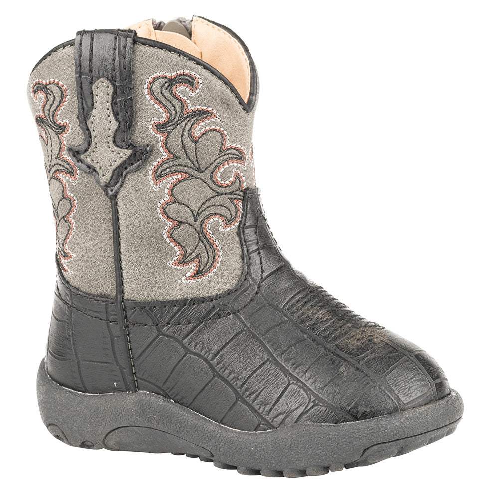 Infant Roper Black Cowbabies Gator Cowboy Boots — NRS