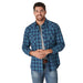 Men's Wrangler Retro Blue Plaid Long Sleeve Snap Shirt