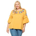 Women's Plus Top with Embroidery and Ruffle Sleeve