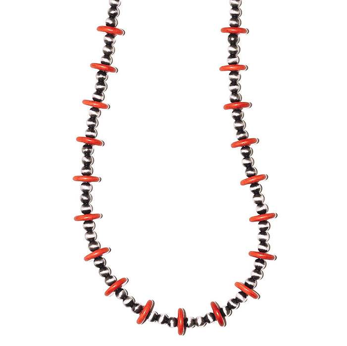 West & Co. Faux Navajo Pearl Necklace With Red Disc Bead Accent