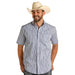 Men's Panhandle Roughstock Blue Stripe Print Long Sleeve Shirt