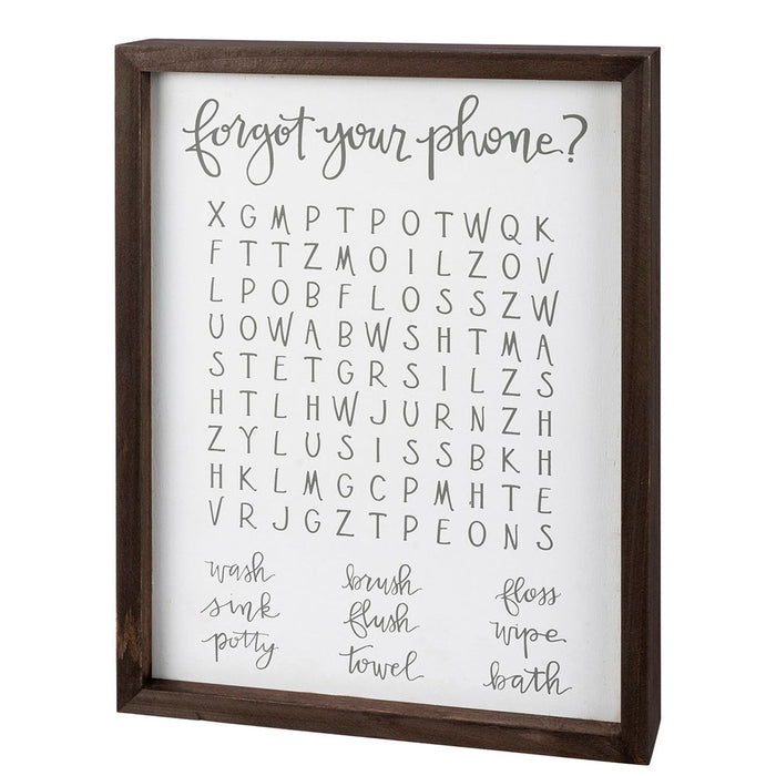 Forgot Your Phone Word Search Box Sign