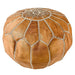 Round Moroccan Tan Leather Pouf
