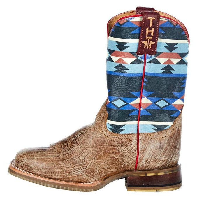 Tin Haul Youth Awesome Aztec Bull Skull Cowboy Boot — NRS