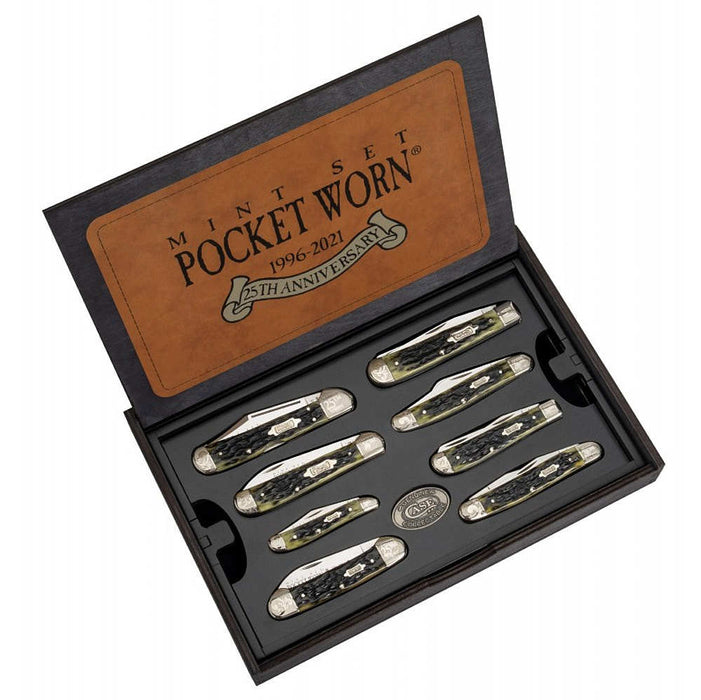 CASE XX Pocket Worn 25th Anniversary Mint Set - Peach Seed Jig Olive Green Bone CA38190