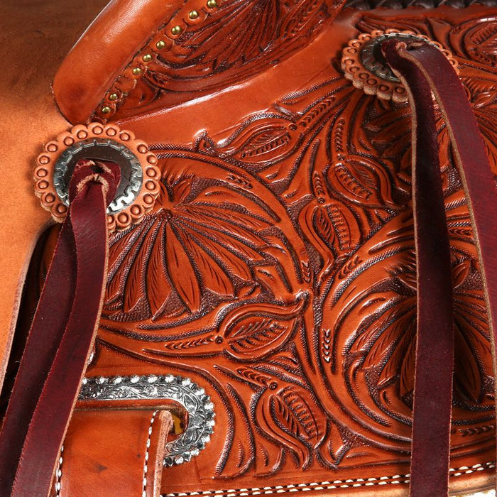 NRS Competitor Series Chestnut Poinsettia Barrel Saddle with Pencil Roll