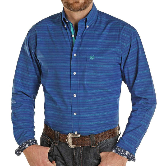 Men's Panhandle Indigo Jacquard Stripe Button Shirt
