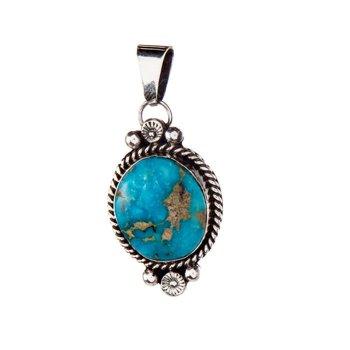 Turquoise Pendant with Rope Edge Border