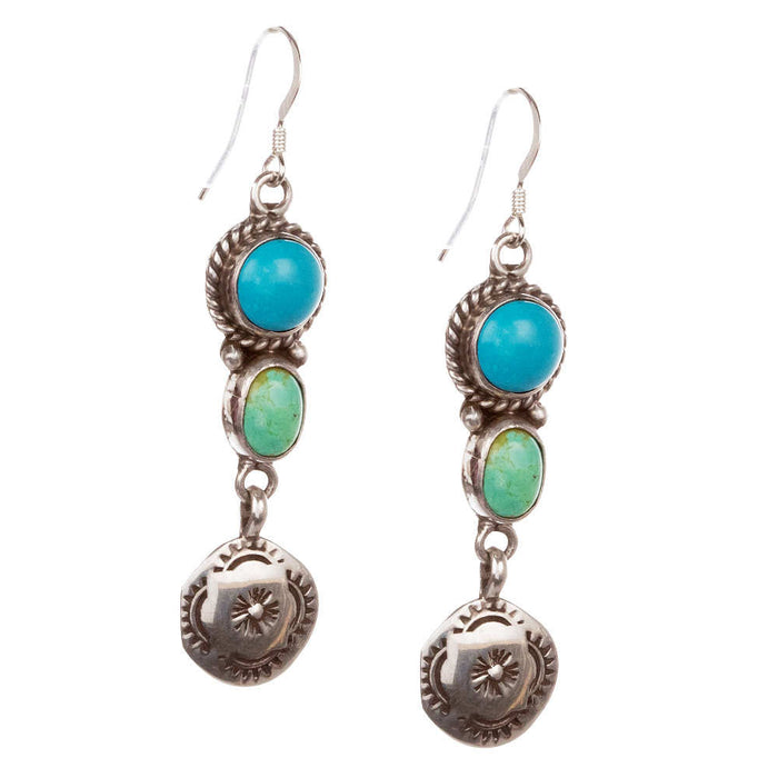 Two Turquoise Stone With Silver Dangle