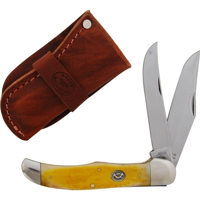 Moore Maker Yellow Bone Hunter Folding Knife & Sheath