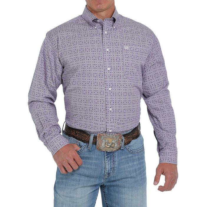 (WSL)Cinch Purple Basket Weave Print Shirt