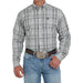 Cinch White and Green Small Plaid Longsleeve Buttondown
