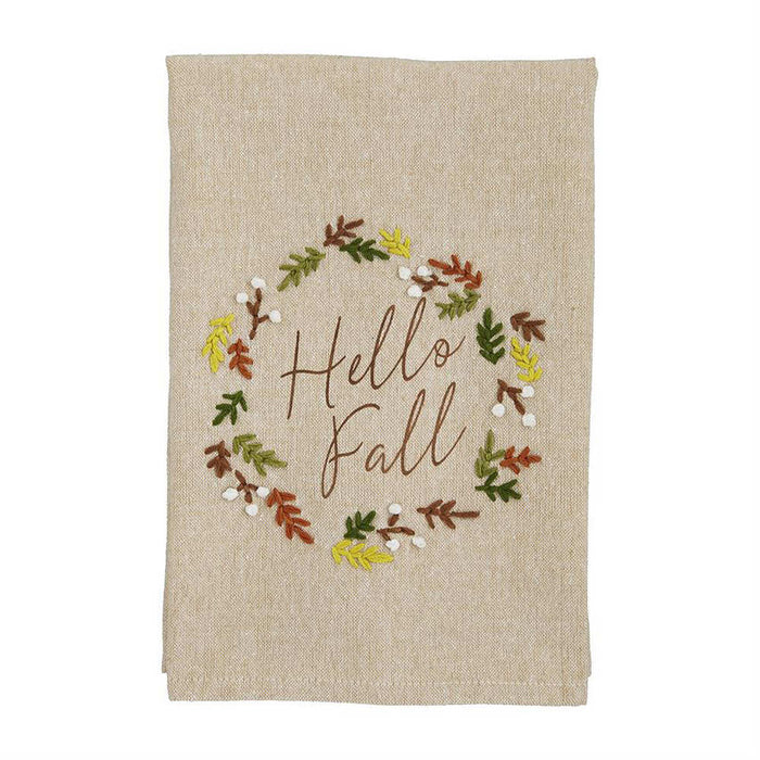 Mud Pie Hello Fall French Knot Towel