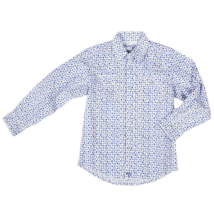 Boy's Wrangler 20X Competition Blue Print Shirt