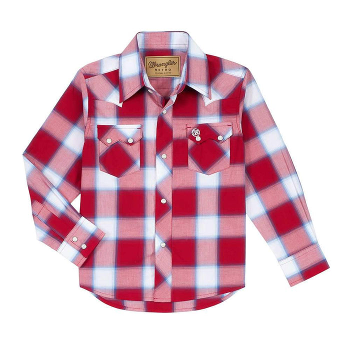 Boy's Wrangler Retro Red Plaid Shirt