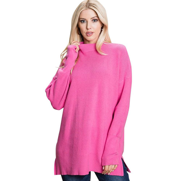 Women's Jodifl Candy Pink Mock Neck Pullover