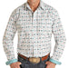 Panhandle Men's Roughstock White and Turquoise Printed Long Sleeve